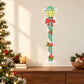 Christmas lamp post snow ornament sticker, green post with red bow and snow accents