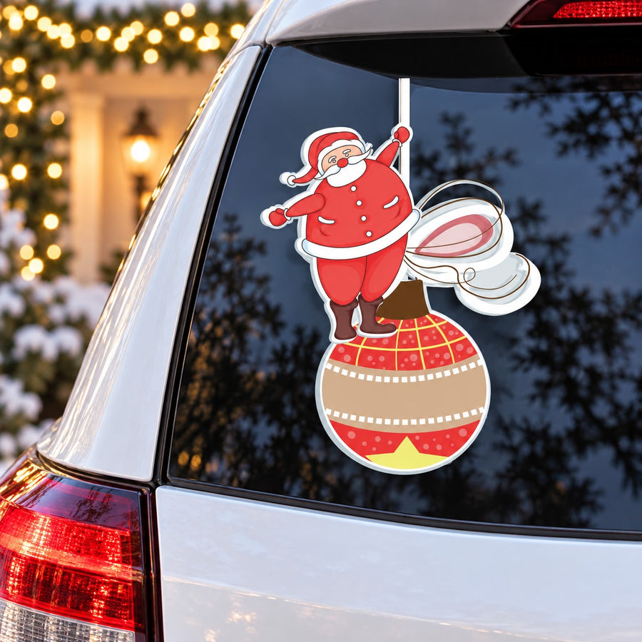Santa Claus ornament wall sticker: red standing Santa with white trim and hat