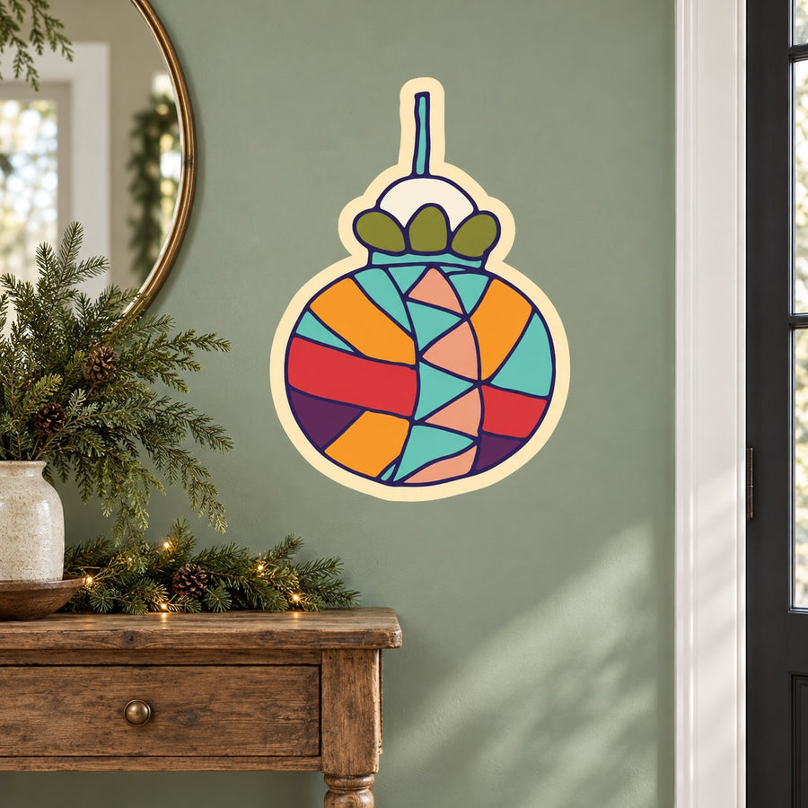 Abstract Christmas ornament vinyl wall sticker, multicolor geometric design