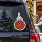 Colorful heart ornament vinyl sticker with red heart and candle on a circular border