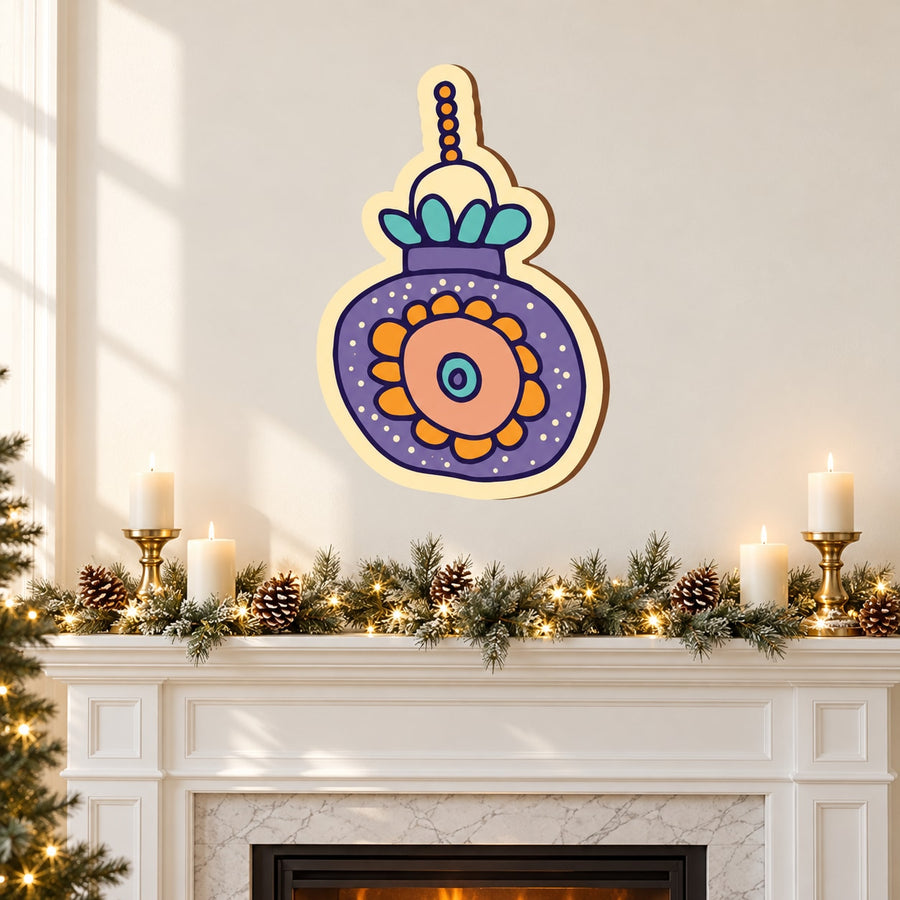 Number 8 abstract flower vinyl wall sticker ornament, purple round design
