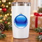 Blue hanging Christmas ornament vinyl sticker, circular outline