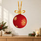 Red and gold snowflake hanging Christmas ornament with gold ribbon
