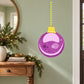 Purple shiny Christmas ornament decal, die-cut hanging ball with glittery stars and mist