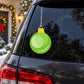Green vinyl Christmas ornament wall decal, hanging teardrop bauble with yellow cap