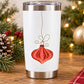 Printed hanging Christmas ornament decal with red ribbon and swirly top