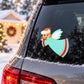 Angel ribbon-printed die-cut decal: smiling child angel in teal dress with white wings