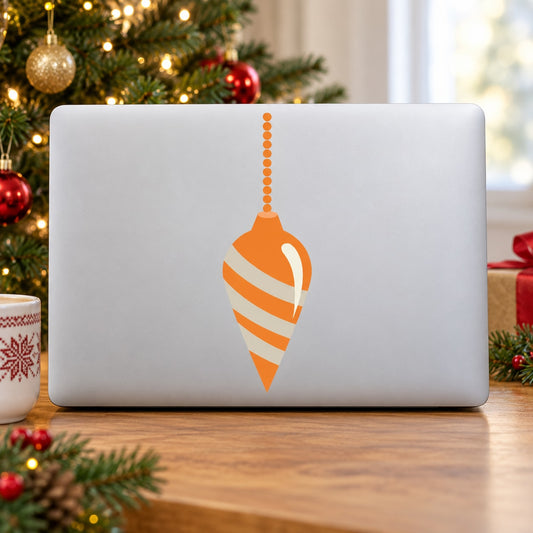 Swirl drop hanging ornament vinyl wall sticker, orange striped cone with loop