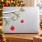 Christmas ornament branch vinyl decal with red hanging star and bauble