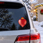 Heart-shaped Christmas ornament vinyl wall decal with red and gold stars