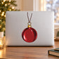 Red Christmas ornament bauble vinyl wall decal with gold cap and hanging loops