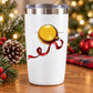 Christmas ornament vinyl decal with yellow bauble and red ribbon on white tumbler
