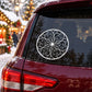 Intricate round swirl ornament vinyl decal for car rear window, white pattern