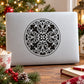 Vinyl wall decal featuring circular black kaleidoscopic ornament pattern on white backing