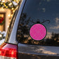 Pink ornament die-cut decal with floral swirl pattern, black decorative outline