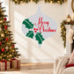 Printed die-cut Christmas ornament decal with green holly leaves, red berries, and “Merry Christmas” text