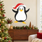 Penguin sticker with Santa hat, black-and-white body, yellow beak and feet