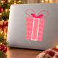 Pink gift present die-cut decal with bow on smooth light backing
