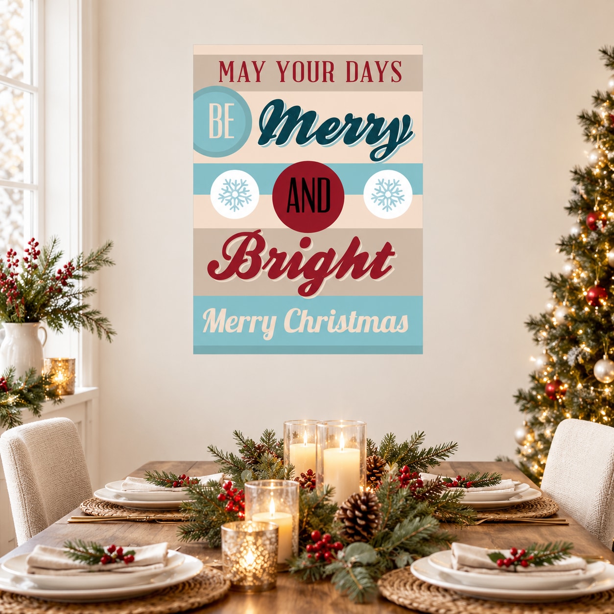 Square Christmas quote sticker: “May your days be Merry and Bright” with “Merry Christmas” text