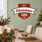 Christmas ribbon badge sticker with 'BEST' and 'EVER' text