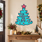 Blue Christmas tree wall sticker with star and "Tis the season to be jolly" text