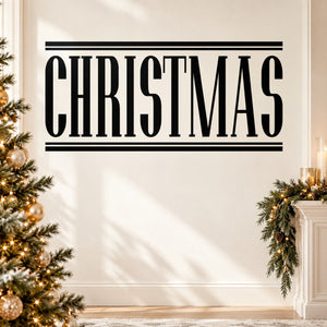 Christmas wall decal with 'CHRISTMAS' lettering and two horizontal bars