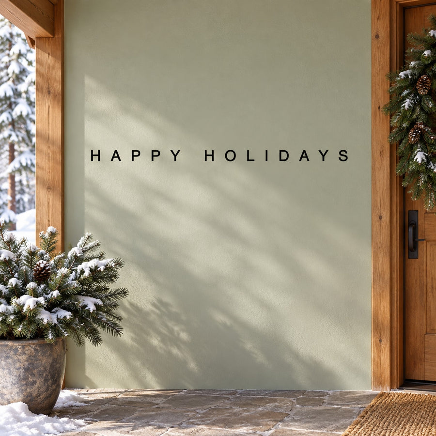 Happy Holidays quote wall decal with “HAPPY HOLIDAYS” lettering