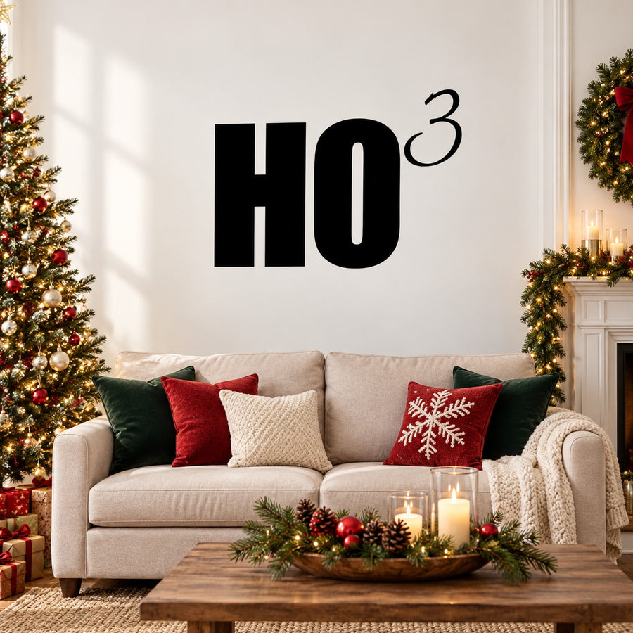 Ho cubed wall decal with bold black HO letters and a small top-right 3