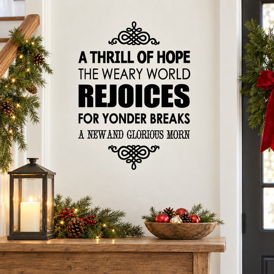 Inspirational hope quote wall decal with ornate scroll corners in black lettering