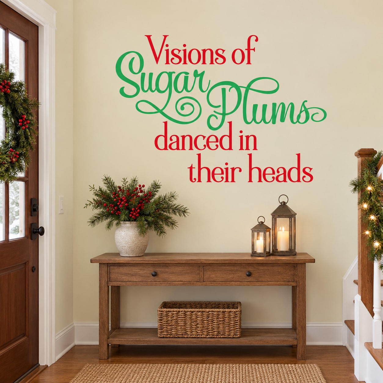 Decorative quote wall decal: 'Visions of Sugar Plums'—danced in their heads.