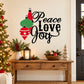 Holiday wall decal: 'Peace Love Joy' script with ornament graphic
