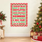 Christmas typography wall decal with red/green striped border and stacked holiday text