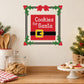 Square Christmas cookie decal with holly border and red text 'Cookies for Santa'