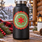 Black insulated water bottle with Merry Christmas snowflake sticker