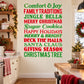 Christmas typography wall decal with festive phrases like Jingle Bells and Santa Claus