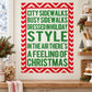 Christmas quote printed decal in red and green with holiday wording in chevron border