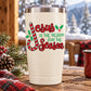 Typography printed decal: red Jesus message with candy cane graphics