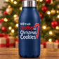 Dark blue tumbler with 'Will trade brother for Christmas Cookies' red white decal