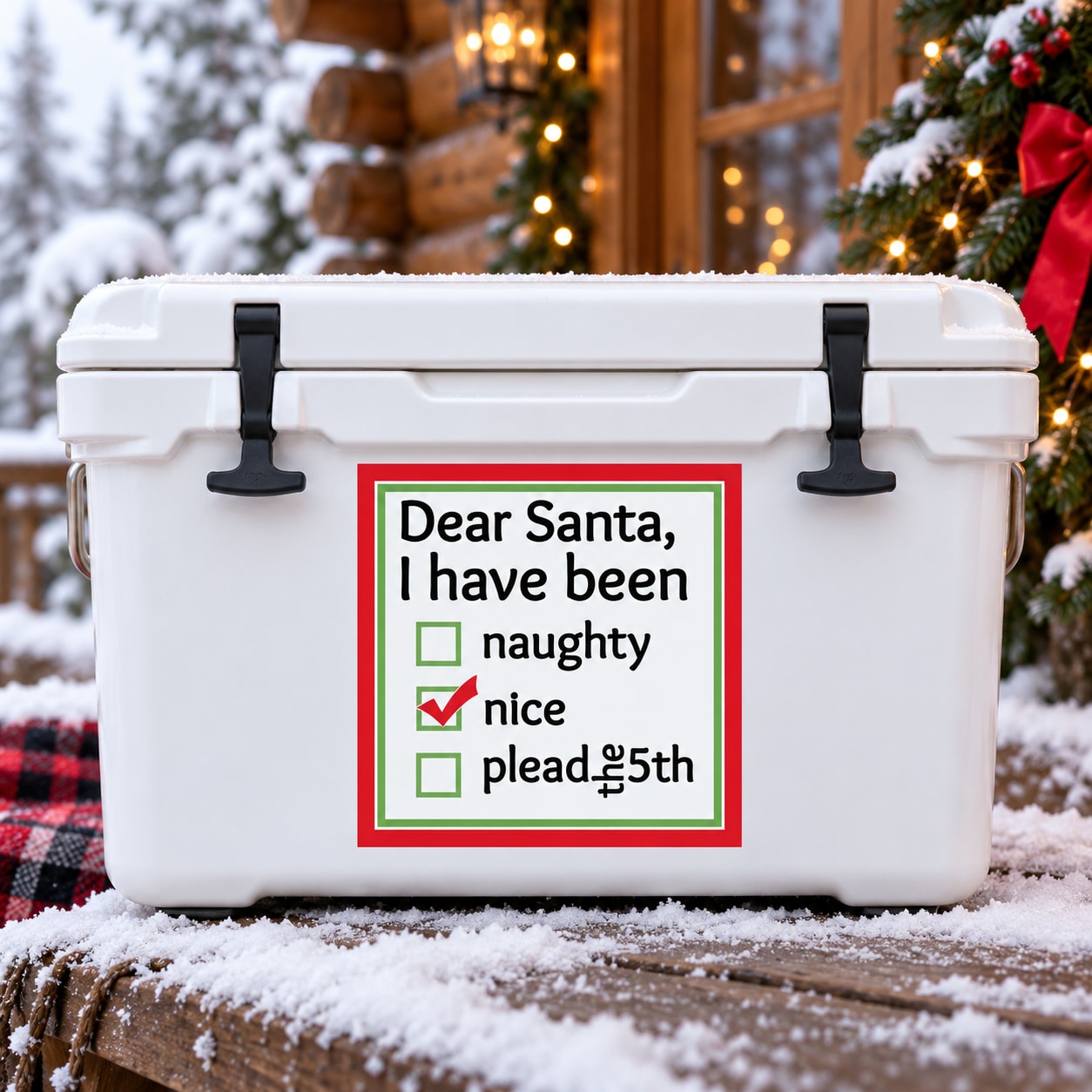 Santa message decal: 'Dear Santa' with naughty, nice, and plead 5th checkboxes
