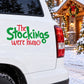 Holiday quote decal: 'The Stockings Were Hung' on car body