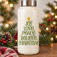 White Christmas decal with star and text: Joy Love Peace Believe Christmas