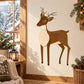 Standing reindeer wall sticker, brown and tan with antlers and gold speckle