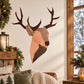 Origami reindeer sticker with brown geometric antler design