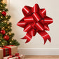 Red Christmas ribbon bow die-cut decal with glossy 3D shimmer