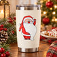 Christmas Santa waving sticker on white tumbler, red suit and hat