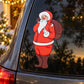 Santa Claus finger-wagging pose sticker, red suit cartoon on dark surface