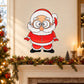 Goofy Santa Claus sticker with red suit, white beard, and round glasses
