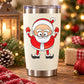 Tall stainless steel tumbler with Santa Claus cartoon standing sticker
