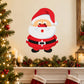 Cute Santa Claus sticker, red hat and striped suit with smile and waving hand