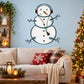 Snowman headphones sticker with black headphones, carrot nose, and twig arms
